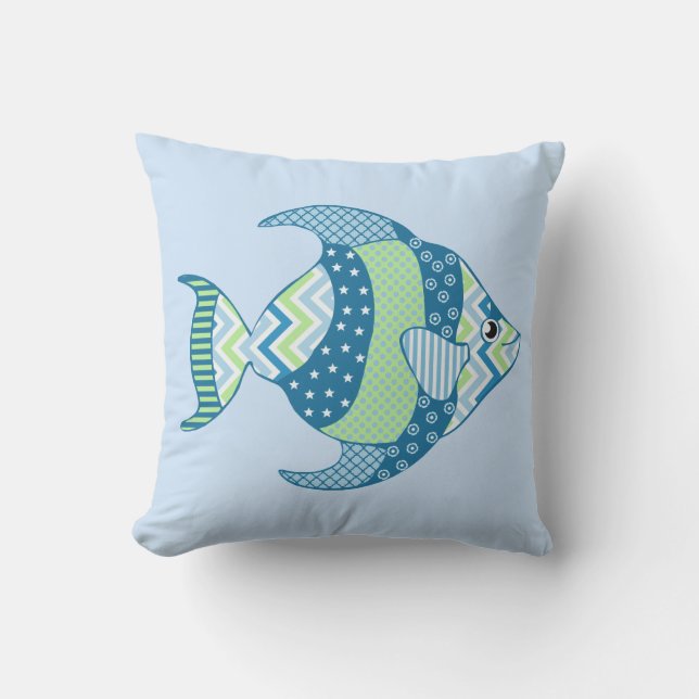 Stylish Patterned Fish Outdoor Pillow (Front)