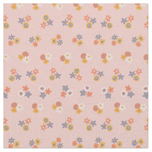 Stylish peach blue ditsy floral pattern fabric