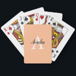 Stylish Peach Monogram Playing Cards<br><div class="desc">Stylish Peach Monogram Playing Cards featuring an elegant arrangement of name and monogram initial on a pretty peach colour background. The design is easy to personalize by typing the name and initial of your choice into the online personalization template before ordering cards.</div>