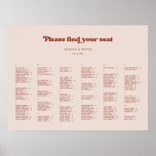 Stylish Peach Pink Alphabetical seating chart