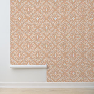 Stylish Peach Quatrefoil Wallpaper