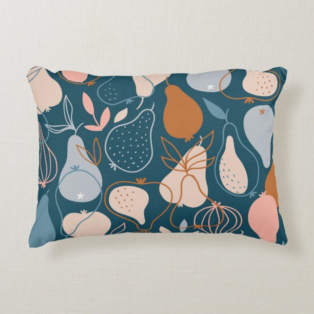 Stylish Pear: Scandinavian Dark Pattern Accent Pillow (Front)