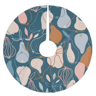 Stylish Pear: Scandinavian Dark Pattern Brushed Polyester Tree Skirt