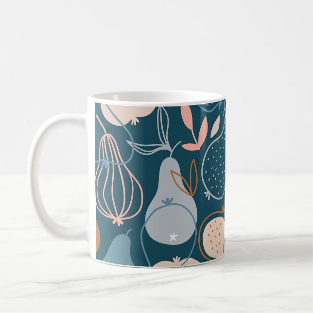 Stylish Pear: Scandinavian Dark Pattern Coffee Mug (Left)