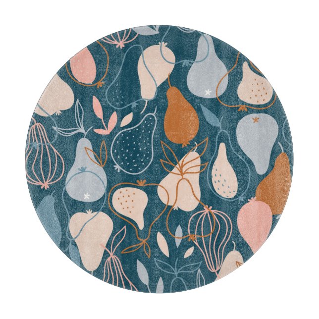 Stylish Pear: Scandinavian Dark Pattern Cutting Board (Front)