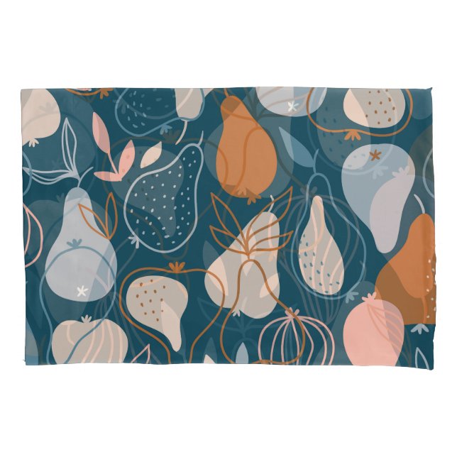 Stylish Pear: Scandinavian Dark Pattern Pillowcase (Front)