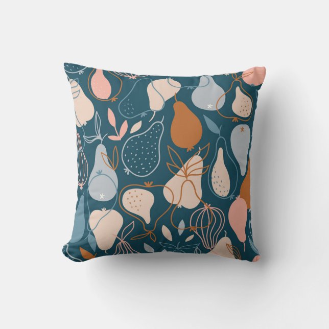 Stylish Pear: Scandinavian Dark Pattern Throw Pillow (Front)