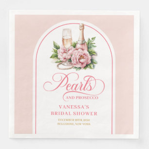Stylish pearls and prosecco napkins editable 