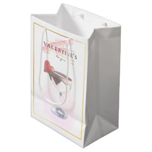 Stylish Pencil Art St. Valentine's Day Cocktail Medium Gift Bag