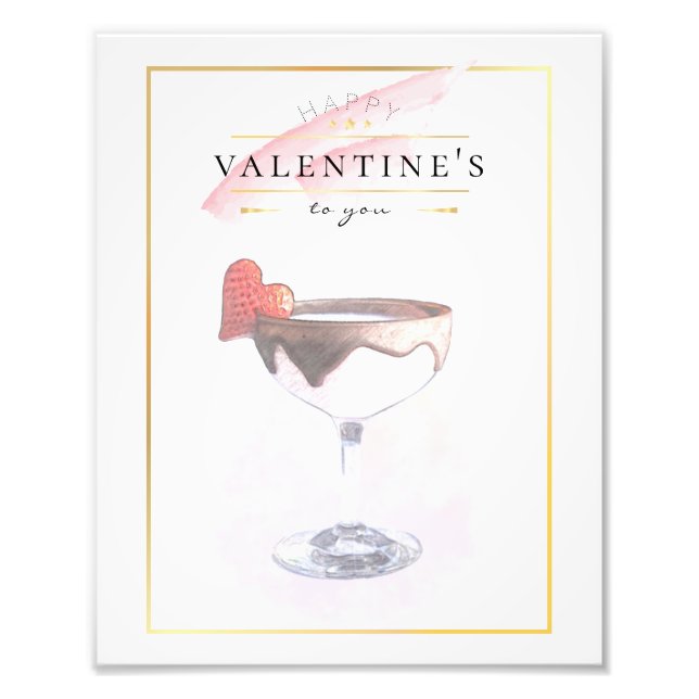 Stylish Pencil Art St. Valentine's Day Cocktail Photo Print (Front)
