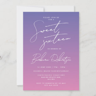 Stylish Periwinkle Purple Script Sweet Sixteen Invitation