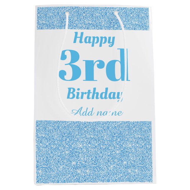 Stylish personalised 3rd birthday gift bag (Front)