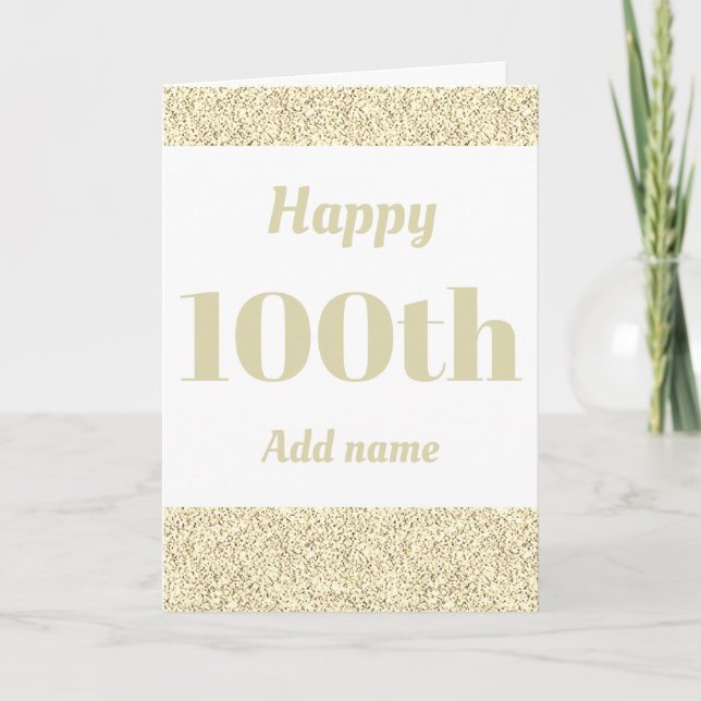 Stylish personalised happy birthday 100th card (Front)