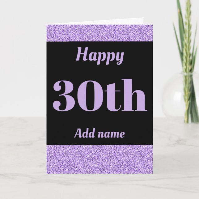 Stylish personalised happy birthday 30th card (Front)