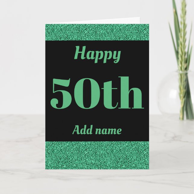 Stylish personalised happy birthday 50th card (Front)