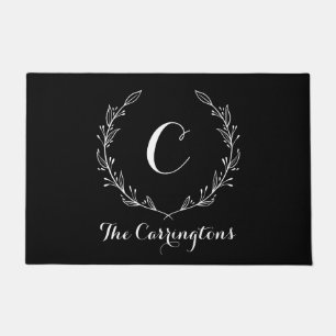 Stylish Personalized Black Front Door Mat Large