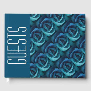 Stylish Personalized BLUE ROSE Floral Guest Book