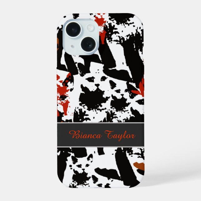 stylish & personalized cat pattern iPhone 15 case (Back)