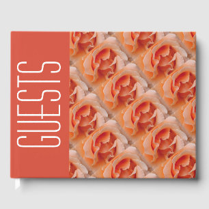 Stylish Personalized Christian PEACH CORAL ROSE Guest Book