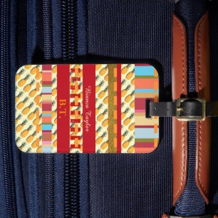 Stylish Personalized Colour Stripes Pineapples Luggage Tag