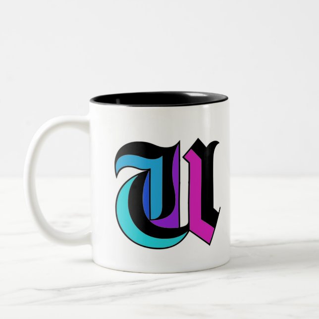 Stylish Personalized colourful modern trendy U Mug (Left)