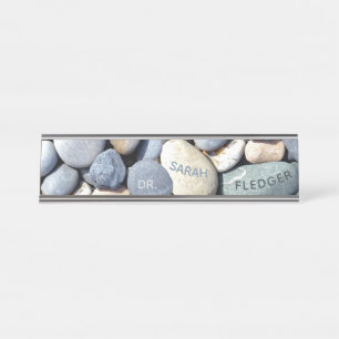 Stylish Personalized Colourful Trendy Pebble Stone Desk Name Plate