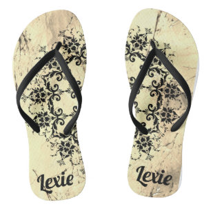 Stylish Personalized Damask  Flip Flops