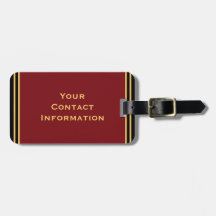 Stylish Personalized Gold Stripe Burgundy Dark Red