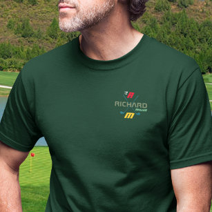 Stylish Personalized Golf Player Logo on Green T-Shirt
