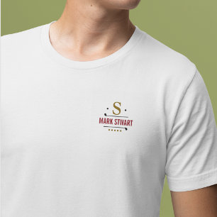 Stylish Personalized Golf Player Logo White T-Shirt