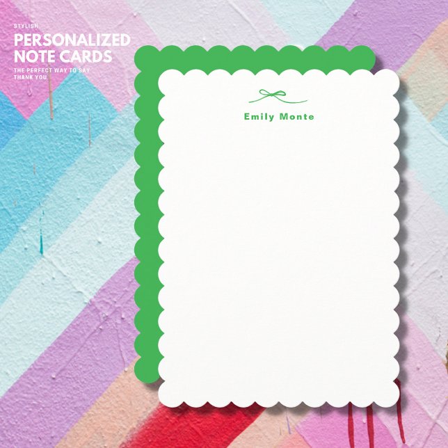 Stylish Personalized Green Note Card with Bow (Creator Uploaded)