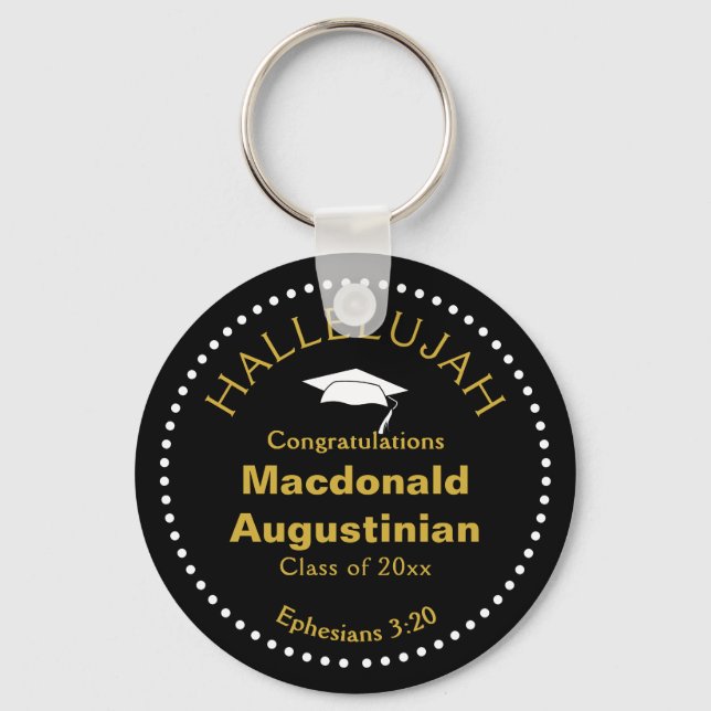 Stylish Personalized HALLELUJAH Christian Graduate Keychain (Front)