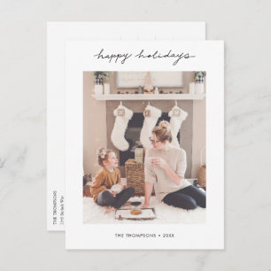Stylish Personalized Holiday Postcard with Photo