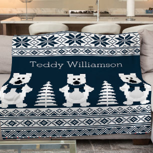 Stylish personalized modern nordic patterned fleece blanket