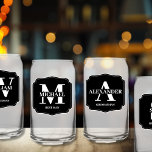 Stylish Personalized Monogram Groomsman Proposal  Can Glass<br><div class="desc">Looking for the perfect way to propose to your groomsmen? Look no further than these personalized groomsmen can glasses! Featuring a stylish and modern design, these glasses can be customized with your groomsmen's monogram, name, and role in your wedding. Perfect for enjoying a cold beer with the guys, these glasses...</div>