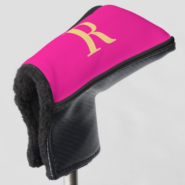 Stylish Personalized Monogram Hot Pink Golf Head Cover (3/4 Front)