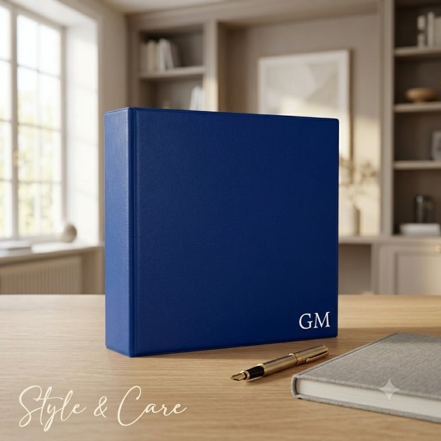 Stylish Personalized Monogram Navy Binder (Stylish Personalized Monogram Navy 3 Ring Binder)