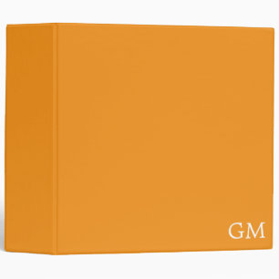 Stylish Personalized Monogram Orange Binder