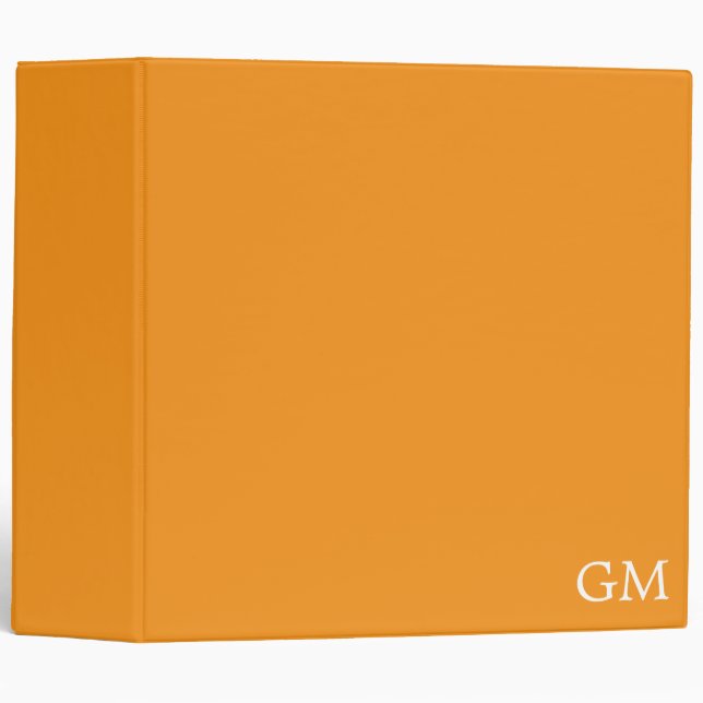 Stylish Personalized Monogram Orange Binder (Front/Spine)