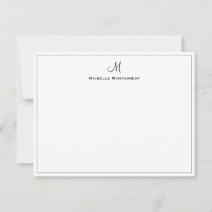 Stylish Personalized Monogram Script Stationery Card