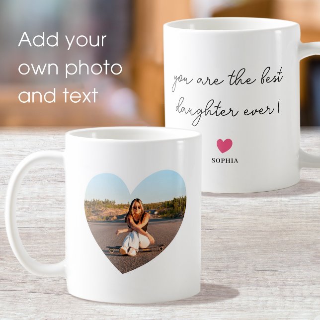 Stylish Personalized Name Photo Love Heart Coffee Mug (Creator Uploaded)
