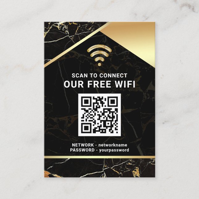Stylish Personalized QR Code Wifi Network Password Business Card (Front)