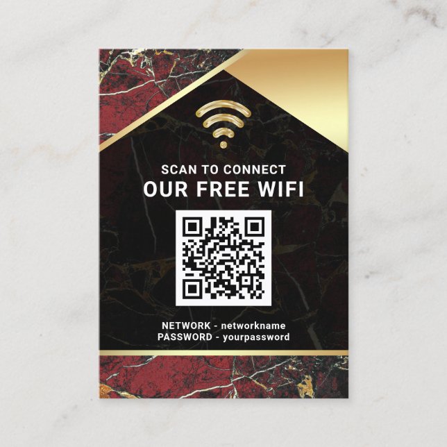 Stylish Personalized QR Code Wifi Network Password Business Card (Front)