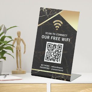 Stylish Personalized QR Code Wifi Network Password Pedestal Sign