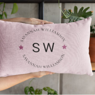 Stylish personalized soft pink accent pillow