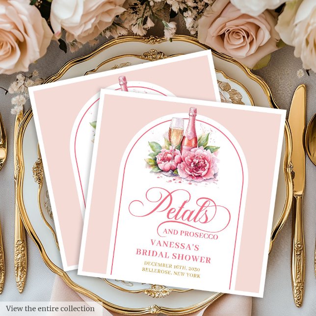 Stylish Petals and Prosecco Personalized Napkins (Stylish Petals and Prosecco Personalized Napkins)