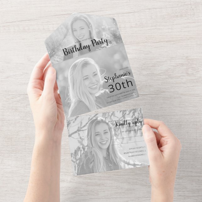 Stylish Photo All In One Birthday All In One Invitation (Tearaway)