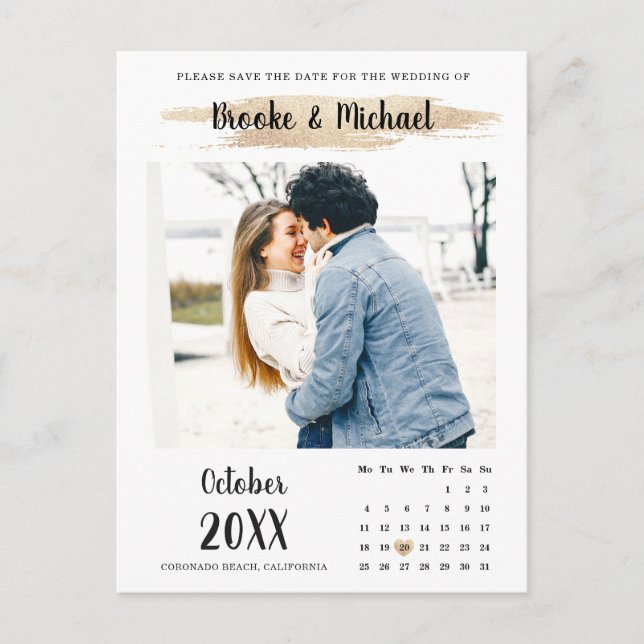 Stylish Photo Calendar Save the date card (Front)