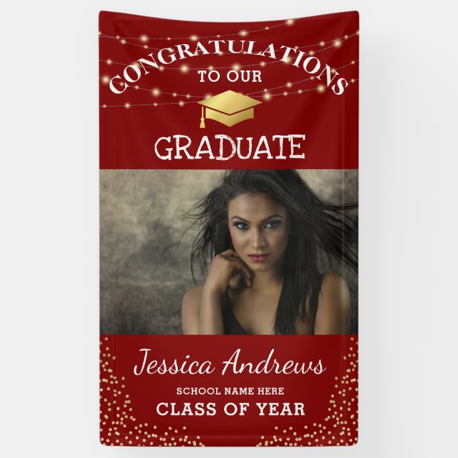Stylish Photo Class of 2025 Graduation Door Banner (Vertical)