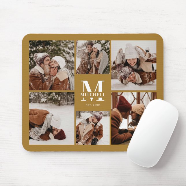  Stylish Photo Collage Personalized Monogram Gift Mouse Pad (With Mouse)